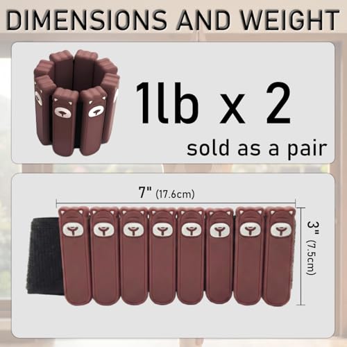 Wrist & Ankle Weights – 2 lbs / 1 lb Pair, Silicone-Wrapped Adjustable Wearable Weights for Toning, Walking, Pilates & Yoga