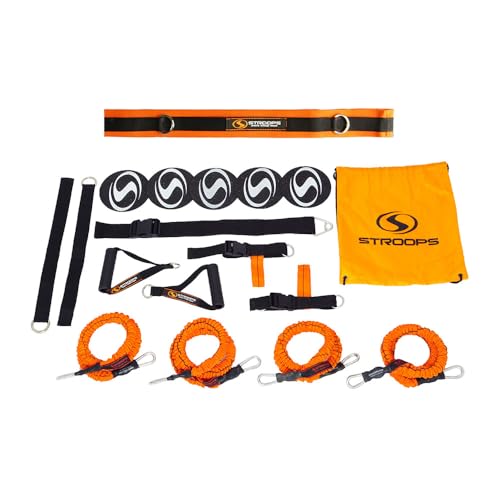 VITL Slastix Resistance Bands Set | All-in-One Full Body Workout System Bands, Handles, Foot Straps, Door Anchors, Agility Dots & Carry Bag for Home Fitness - color: Orange, size: Full Kit