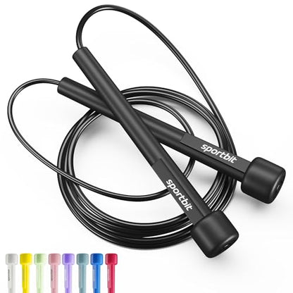 SPORTBIT Adjustable Jump Rope for Fitness and Exercise – Skipping Rope for Cardio, Boxing, and Weight Loss – Speed Rope perfect for Men & Women