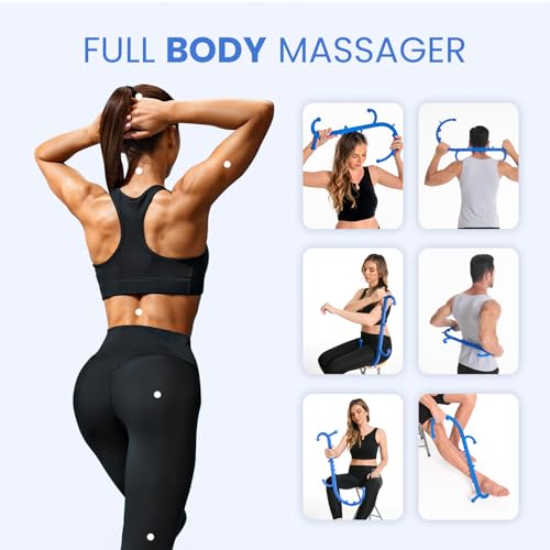 Deep Tissue Back & Neck Massager - Back Massager Stick for Pain Relief, Muscle Knot Remover, Trigger Point Massage Tool for Full Body, Shoulders, Legs - Pressure Point Massage Tool (Black) - color: Black