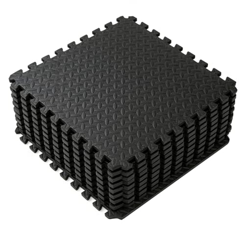 20"x20"Puzzle Exercise Mat 0.4" Thick, EVA Interlocking Foam Floor Tiles for Home Gym, Mat for Home Workout Equipment, Floor Padding （Black/Gray）