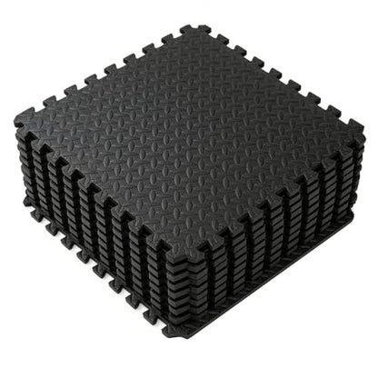 20"x20"Puzzle Exercise Mat 0.4" Thick, EVA Interlocking Foam Floor Tiles for Home Gym, Mat for Home Workout Equipment, Floor Padding （Black/Gray）