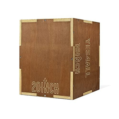 Yes4All Plyo Box, 3-in-1 Wooden Box Jump for Home Gym, Lunges, Squats, Dips - color: B. Wood - Espresso, style: 20" x 18" x 16"