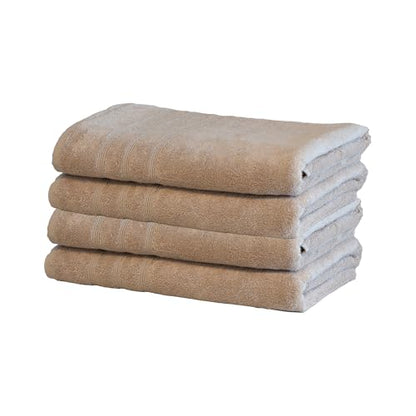 Mosobam Turkish Bath Towels, 4 Pack, 30 x 58 in, 700 GSM, Light Taupe - color: Light Taupe, size: Bath Towels, Set of 4
