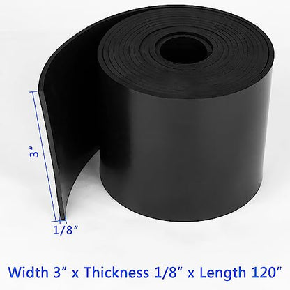 WochiTV Solid Rubber Strips Rolls, 3" Wide x 1/8" Thick x 120" Long Neoprene Rubber Sheets Perfect for DIY Gasket Material, Sealing, Liner, Shield, Padding, Mat - size: 3" W x 120" L, style: 1/8(.125") Thick