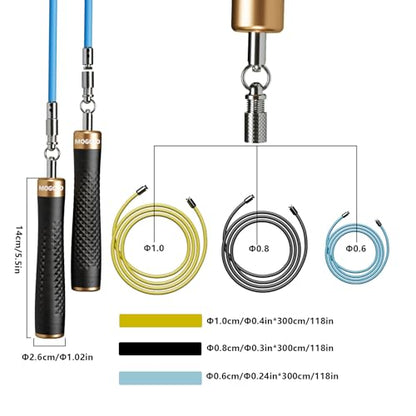 Weighted Jump Rope Set - 1/4LB & 1/2LB Heavy Speed Rope with Quick-Release Handles, 3 PVC Cables (9.8FT), Anti-Slip Grip for Boxing, Cross Training & Home Workout, Includes Carry Case
