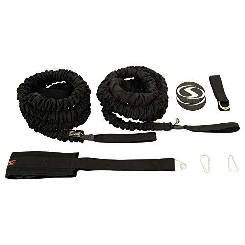 Son of The Beast Resistance Bands Battle Ropes Set | Elastic Training Rope with Power Pull Belt, Anchors, Carabiners & Agility Dots for Full Body Training - color: Pro Kit - Black, size: 47 lbs