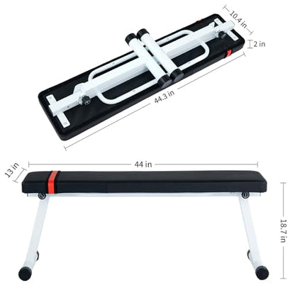 Flat Bench, 440 LB Capacity Foldable Flat Bench For Exercise Workout, Easy Assembly, Workout Benches For Strength Training At Home Gym