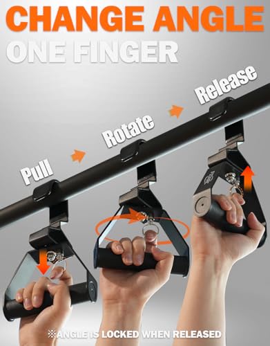 Neutral Grip Pull Up Handles, Wrist Shoulder Elbow Friendly, 12 Angle Adjustable Lat Pulldown Handle Rowing Grips, 2Pcs, Patented