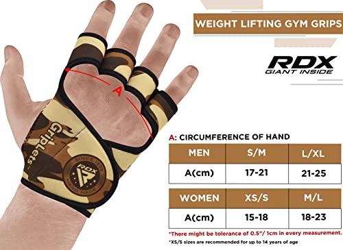 RDX Weight Lifting Gloves Grips, Gym Fitness Workout, Anti Slip Ventilated Open Back Gripper, Strength Training HIIT Exercise Deadlift, Men Women Cycling Rowing Climbing Hanging Pull Ups Gymnastics