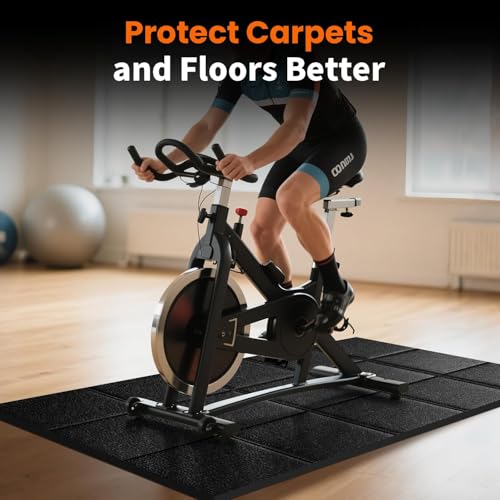 Treadmill Mat 79" x 39", 5mm Thick, for Under Treadmill, Walking Pad & Exercise Bike on Carpet & Hardwood Floors, Non-Slip Stripe Design, Waterproof Floor Protector, Noise & Shock Absorbing - size: 79"L x 39"W x 0.2"Th