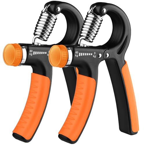 Hand Grip Strengthener 2 Pack Adjustable Resistance 5-60kg (10-130lb) Forearm Wrist Finger Exerciser Grip Strength Trainer Squeezer for Workout