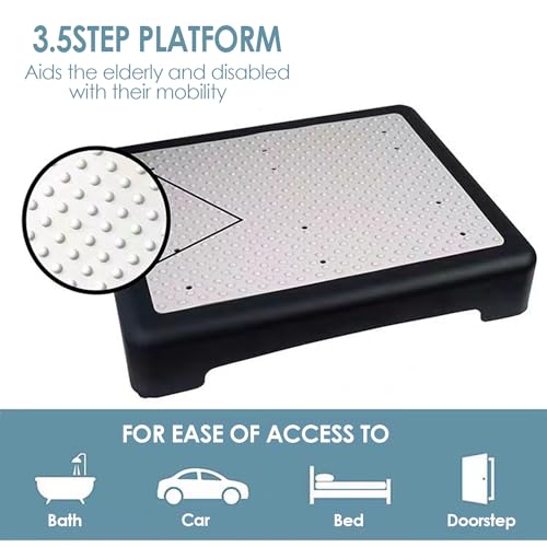 3.7 in Height One Step Stool for Adults Elderly Seniors, Non-Slip Portable Mobility Platform Step Riser for High Beds,Bathroom,Bedroom,Kitchen,Bedside,Kids Support