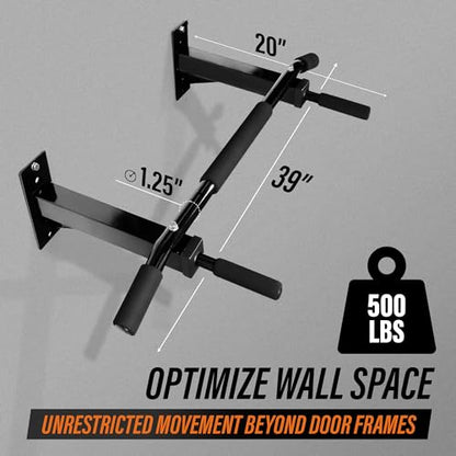 Yes4All Pull Up Bar Wall Mounted - Multifunctional Wall Mounted Pull Up Bar for Home Gym Workout Strength Training Equipment - color: A. Standard - Black