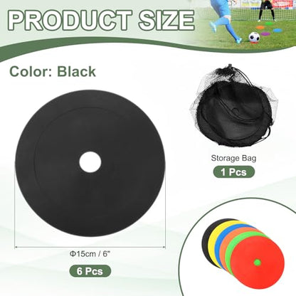 Flat Cones Spot Markers, Non-Slip Spot Marker Agility Dot Soccer Cones with Drawstring Bags - color: Black