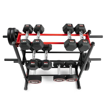 Sunny Health & Fitness Multi-Weight Storage Rack Stand for Dumbbells, Kettlebells, Olympic Weight Plates, Barbell, Medicine Ball - style: 3-Tier Rack