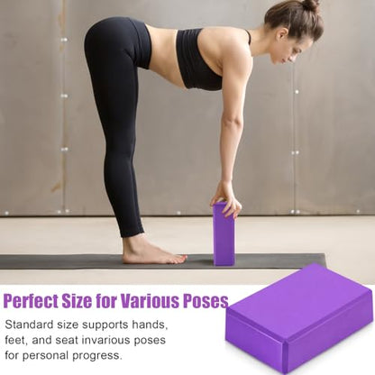 10 Pcs Pilates Ring Blocks Set for Women Home Yoga Equipment Accessories Pilates Ring Circle and Ball Workouts Gift Include Ball Yoga Circle Resistance Bands Block Straps Gym Bag - color: Purple