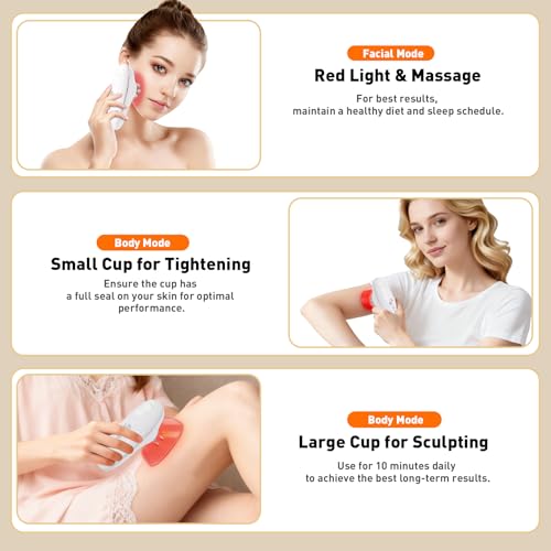 3-in-1 Body Sculpting Machine, 3 Modes Adjustable Cellulite Machine, 3-in-1 Handle Body Sculptor-Suitable for Back, Belly, Waist, Arms, Legs, Reduce Stretch Marks & Tightens Skin