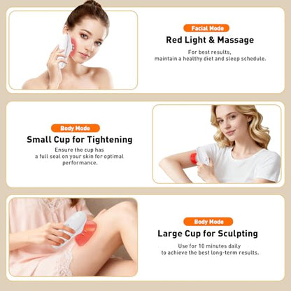 3-in-1 Body Sculpting Machine, 3 Modes Adjustable Cellulite Machine, 3-in-1 Handle Body Sculptor-Suitable for Back, Belly, Waist, Arms, Legs, Reduce Stretch Marks & Tightens Skin