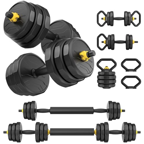 FEIERDUN Adjustable Dumbbells Set, 48/68/88lbs Free Weight Set with 4 Modes, Used as Barbell, Kettlebells, Push up Stand, Fitness Exercises for Home Gym Suitable Men/Women - style: 48 lbs (24 lbs each)