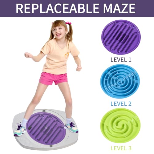 Balance Board Maze, 20 Inch Maze Balance Plate, Anti Slip Balance Board with 3 Replacement Maze Disks, Maximum Load of 165 Pounds