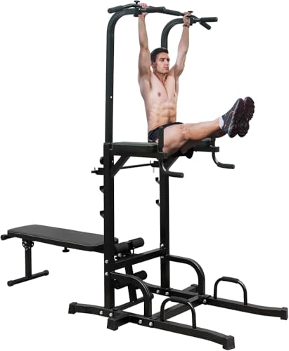 Power Tower Pull Up Bar, Assisted Pull Up Machine, Foldable Pull Up Bar and Dip Station, Portable Leg Lift Machine, Door Pullup Bar, Outdoor Indoor Chin Up Stand for Home Gym, Doorway Workout Equipment