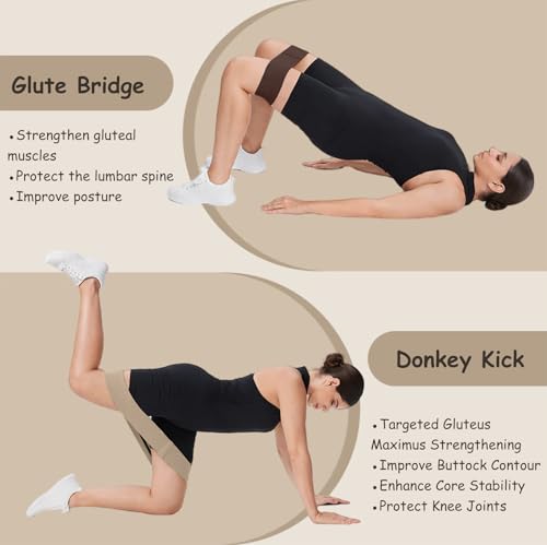Fabric Resistance Band Set of 3 Level Booty Bands, Elastic-Bands for Working Out, Women & Men, Legs, Glutes, Butt, Hip, Physical Therapy, Strength Training, Pilates, Gym