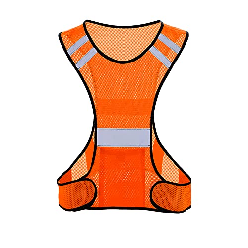 TCCFCCT Reflective Running Vest, High Visibility Running Gear with Large Pocket - color: 1 Pack Mesh Orange