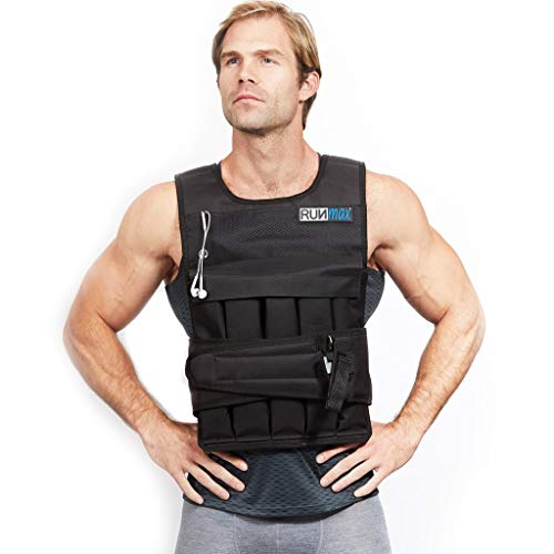 RUNmax Pro Weighted Vest 12lbs/ 20lbs/ 40lbs/ 50lbs/ 60lbs with Shoulder Pads Option - size: 12 lb, style: SHORT WITHOUT SHOULDER PADS