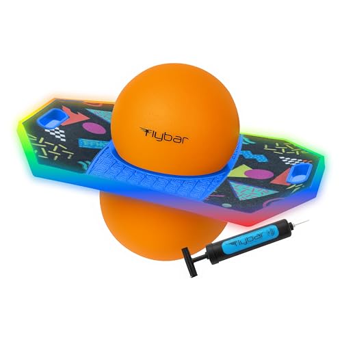 Flybar Pogo Trick Ball for Kids – Balance Bounce Board with Anti-Slip Deck – Pump Included - Indoor & Outdoor Toys for Boys and Girls Fun Way to Reduce Screen Time Supports up to 160 lbs – Ages 6+ - color: Retro Rocket
