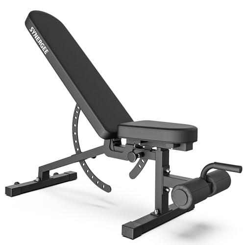Synergee Adjustable Incline Decline Bench – Weight Bench for Home Gym