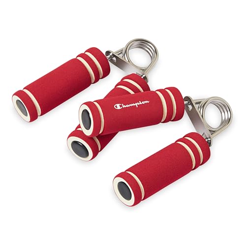 Champion 2-Pack Hand Grip Strengthener, Medium Resistance Grip Strength Trainer with Soft Foam Handles, Forearm and Wrist Trainer for Home Gym Workouts, Stress Relief and Daily Conditioning - color: Red, size: Soft/2-Pack