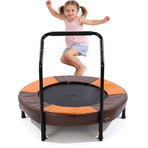 36" Foldable Mini Trampoline for Kids, Indoor Outdoor Small Rebounder Trampoline with Foam Handle & Safe Thickened Cover, Toddler Trampoline, Perfect Toddler Gift for Boys & Girls