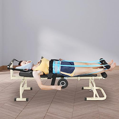 Massage Traction Bed Multifunctional Cervical Spine Stretcher Back Stretch Decompression Workout Bench Body Stretching Device for Lumbar Spine Cervical Home Indoor Workout