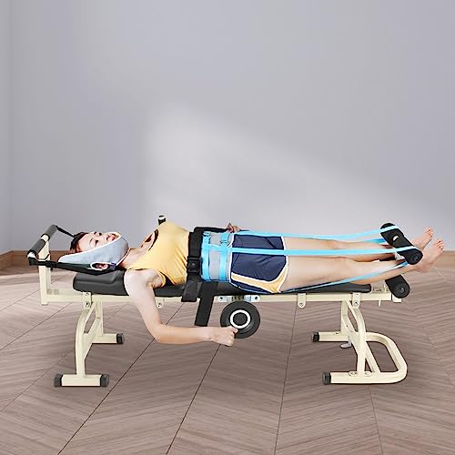 Massage Traction Bed Multifunctional Cervical Spine Stretcher Back Stretch Decompression Workout Bench Body Stretching Device for Lumbar Spine Cervical Home Indoor Workout