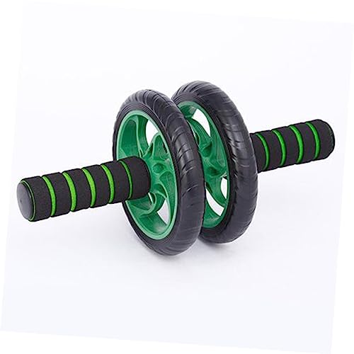 Dual Wheel Abdominal Fitness Roller with Kneeling Pad Back Design for Lightweight Non- Handles Build Muscle and Burn Calories Green