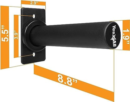 Yes4All Vertical Wall Mounted Olympic Barbell Holder, Barbell Storage Rack, Hanging Barbell Rack for Home Fitness Equipment - color: Black Weight Plate Holder - Single