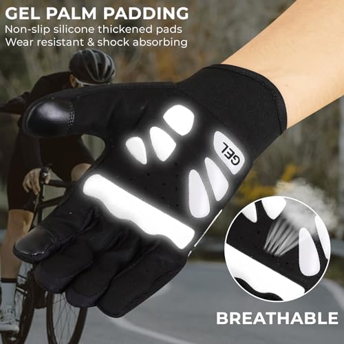 WESTWOOD FOX Cycling Gloves for Men Women, Full Finger, Anti-Slip Touchscreen Breathable Mountain Bike Gloves for MTB Riding, BMX, ATV,Road Racing,Bicycle.Climbing and Outdoor Sports
