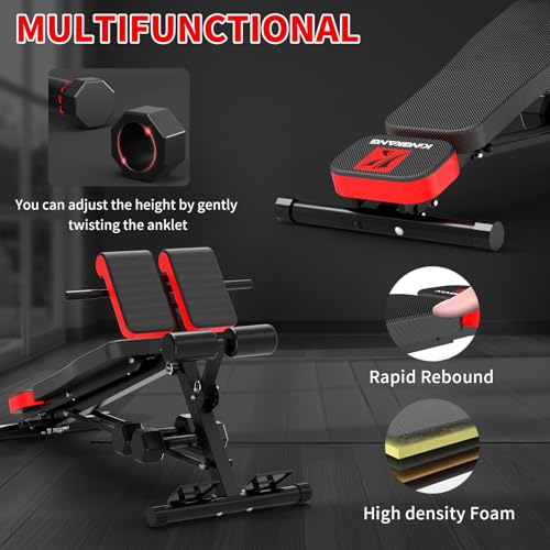 K KiNGKANG Adjustable Weight Bench,Multi-Functional Roman Chair for Full All-in-One Body Workout Hyper Back Extension and Sit up - color: Black