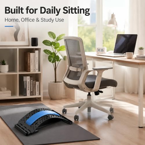 Back Stretcher for Lower Back, Adjustable Lumbar Support Board with 88 Pressure Nodes, Back Stretching Device for Posture Support, Portable Back Support for Chair, Floor, Home & Office (Blue)