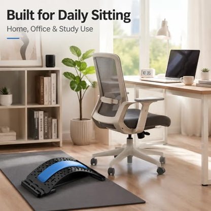 Back Stretcher for Lower Back, Adjustable Lumbar Support Board with 88 Pressure Nodes, Back Stretching Device for Posture Support, Portable Back Support for Chair, Floor, Home & Office (Blue)