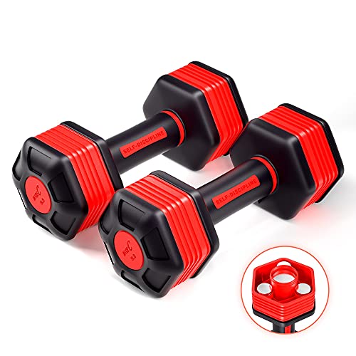 Nice C Adjustable Dumbbells, Neoprene Hand Weights - style: Red 5lb Pair
