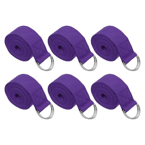 PATIKIL Yoga Strap for Stretching Cotton Yoga Belt with Adjustable Metal D-Ring Buckle Stretch Bands for Fitness Pilates - color: Dark Purple, size: 8 Feet
