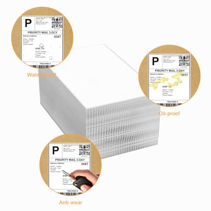 4000 Labels/8 Stacks 4" x 6" Fanfold Direct Thermal Shipping Address Labels Compatible with Zebra 2844 & Rollo Printer - color: Zb-4"x6"-8stacks(4000 Labels)