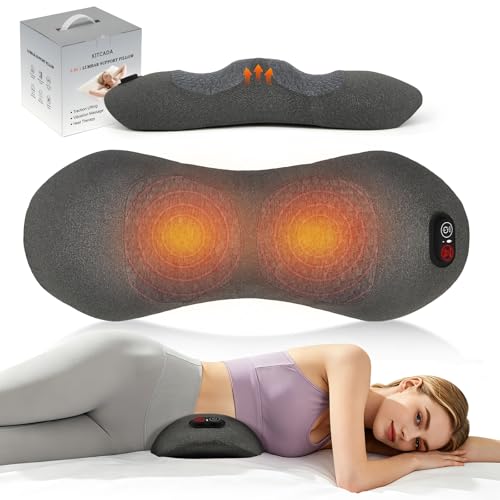 Smooth Spine Triple Fusion Back Massager with Heat - Sciatica Pain Relief & Spine Decompression Device, Deep Tissue Massager for Lower Back Pain, Office Chair and Home Use for Chronic Sufferers