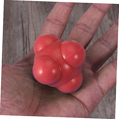 Mikikit Red Reaction Ball for Baseball Training Medium Difficulty Hexagonal Silicone Agility Ball for Hand Eye Coordination Reflex Speed and Multi Sport Skill Development