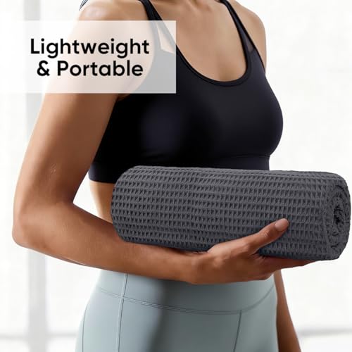 HOMEXCEL Hot Yoga Towels 2 Pack, (26.5" x 72") Non-Slip & Ultra-Absorbent Microfiber Yoga Mat Towels for Hot Yoga, Pilates, Exercise, Fitness, Bikram and Workout, Grey - color: Grey
