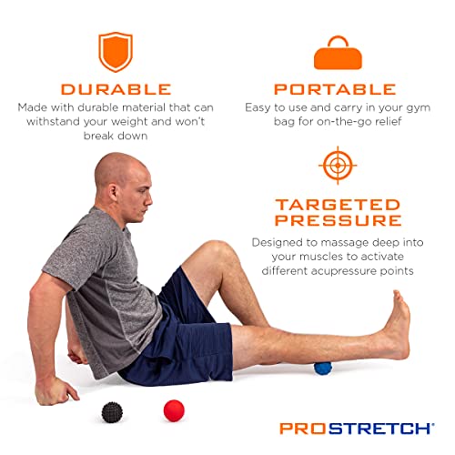 ProStretch Trio, 3 Density Massage Balls for Myofascial Release, Trigger Points, Plantar Fasciitis, and Muscle Knots, Set of 3