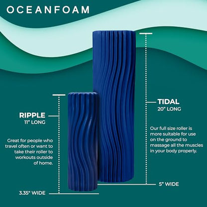 Tidal Roller - Royal Blue - Muscle Massage Foam Roller for Back Pain & Stretching - Firm and Ergonomic Wide Wave Textured - Yoga, Athletics, & Wellness - Full Size, 20" x 5" - color: Royal Blue