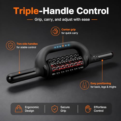Electric Roller Massager with Red Light, Rechargeable 4000mAh 6-Speed Rolling Body Roller for Lymphatic Massage, Muscle Recovery, Cellulite & Lipedema Massage for Legs, Arms, Back, Feet